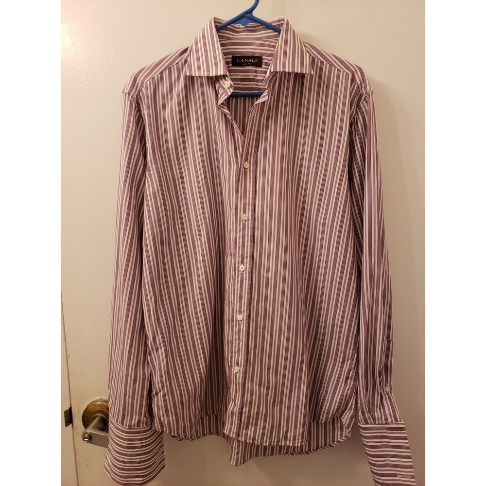 Purple stripes Canali dress shirt 39/25 1/2